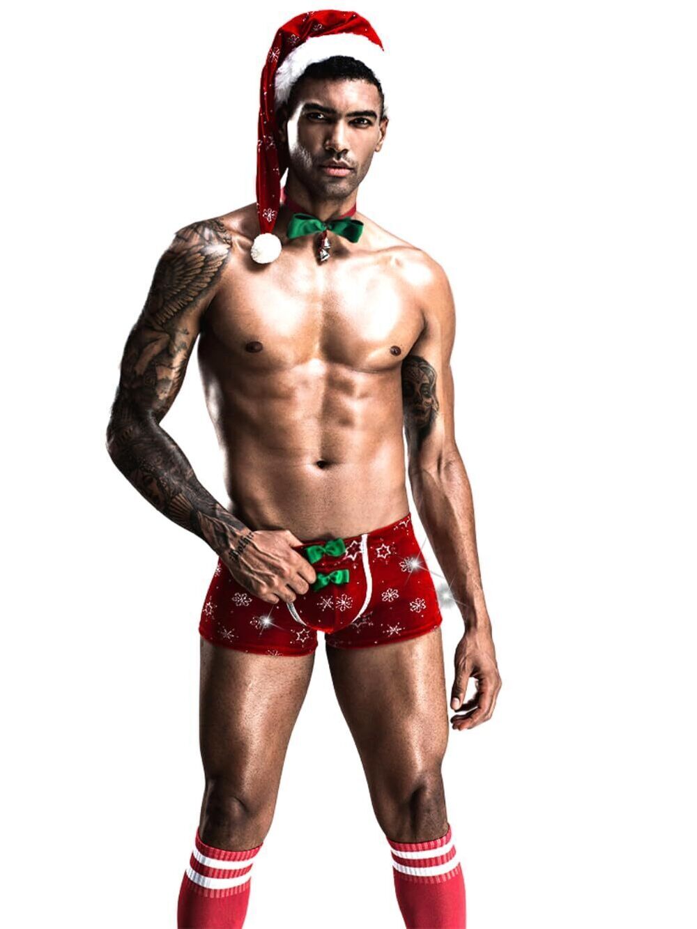 4809 Sexy Lingerie , 's Christmas Boxer Set, 4 Piece Santa Claus Costume